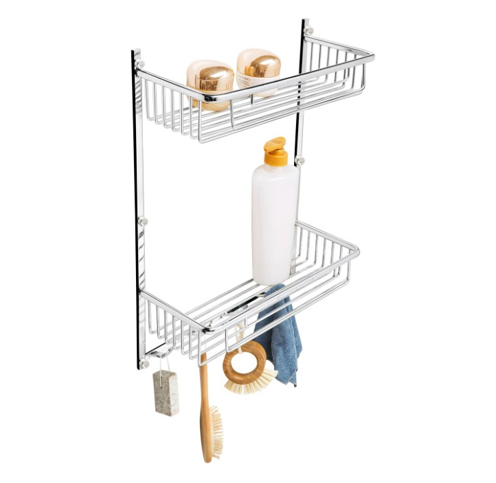 Kệ xà bông lưới đa năng 2 tầng có móc inox 304 Tovashu LU2