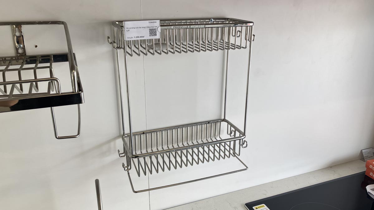 Kệ xà bông lưới đa năng 2 tầng inox 304 Tovashu L3T