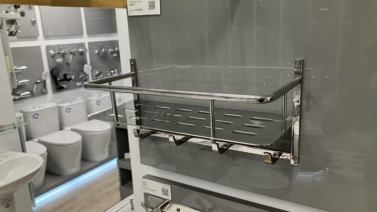 Kệ inox tấm dài đơn có móc inox 304 Tovashu MTD1