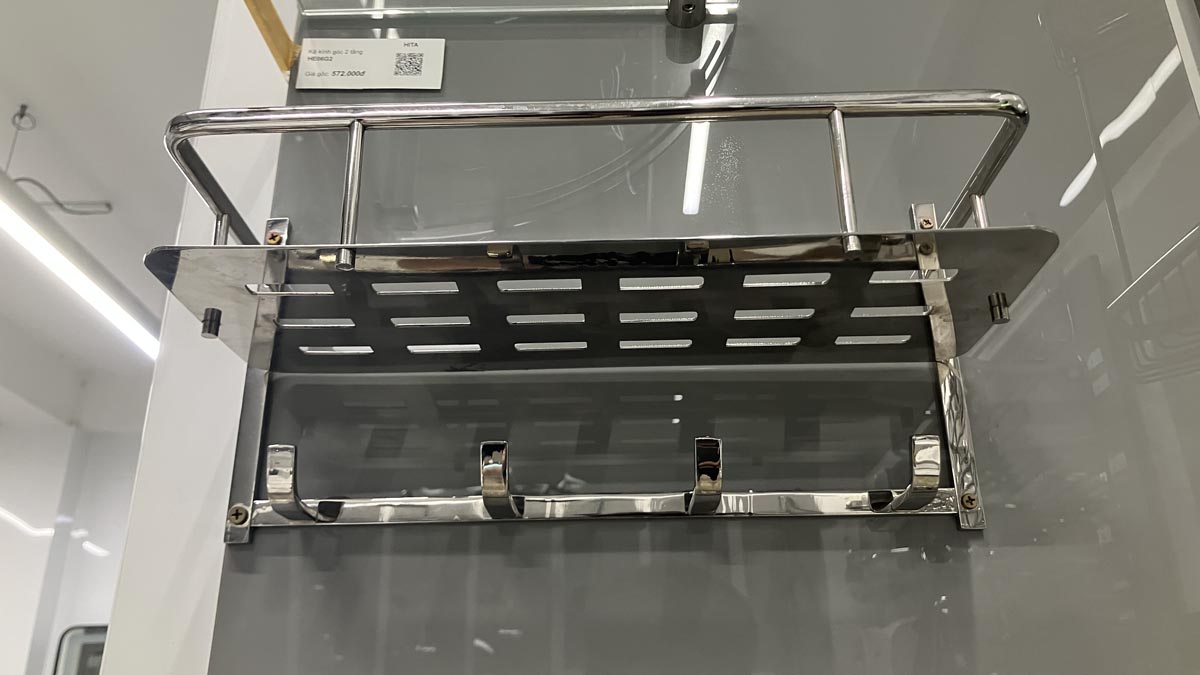 Kệ inox tấm dài đơn có móc inox 304 Tovashu MTD1