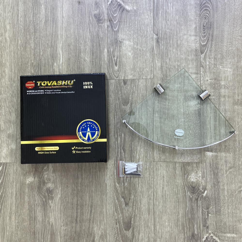 Kệ kiếng góc cường lực inox 304 Tovashu GK