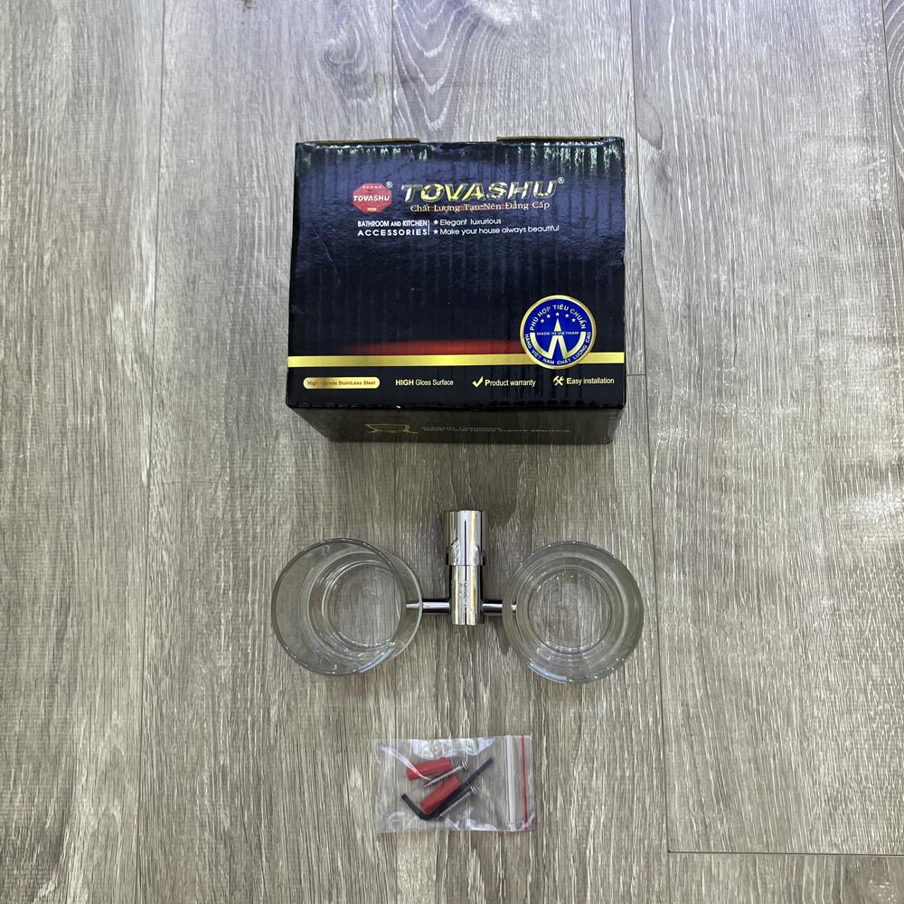 Kệ ly đôi inox 304 Tovashu E4