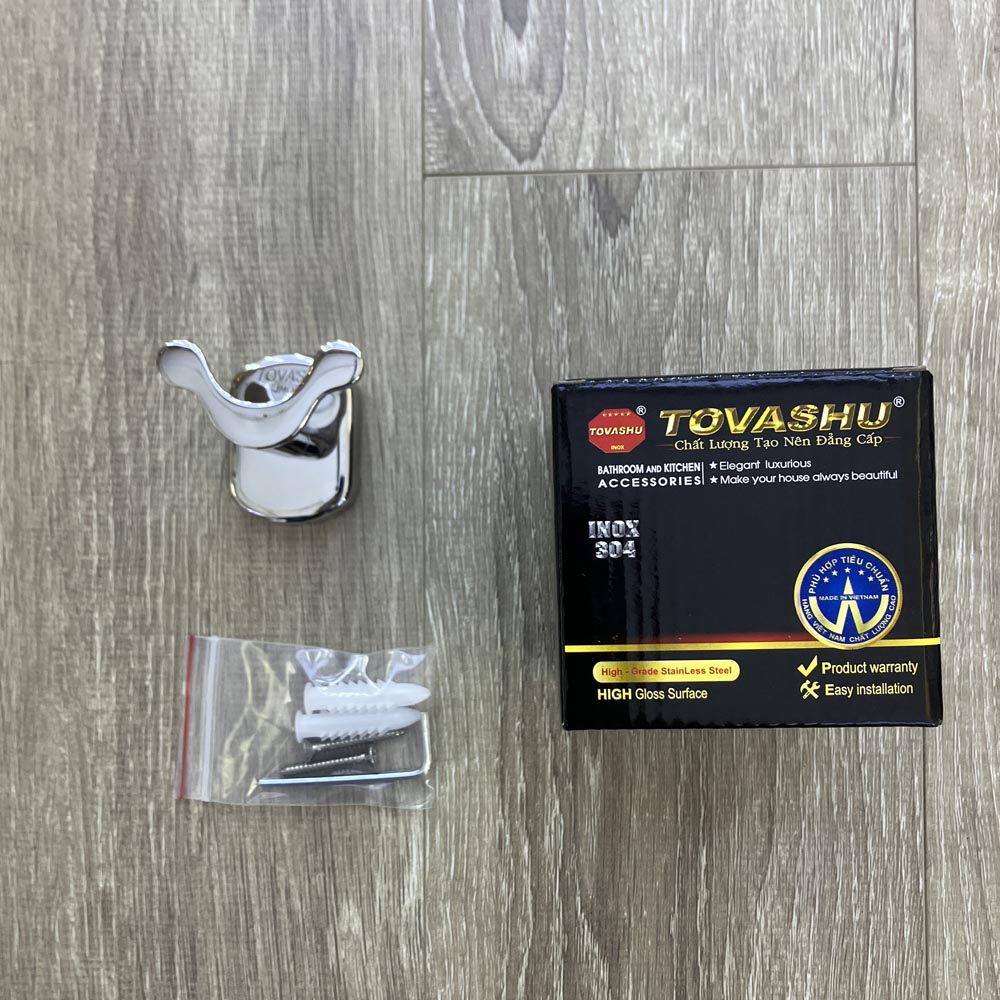 Móc áo đôi mickey vuông inox 304 Tovashu SV