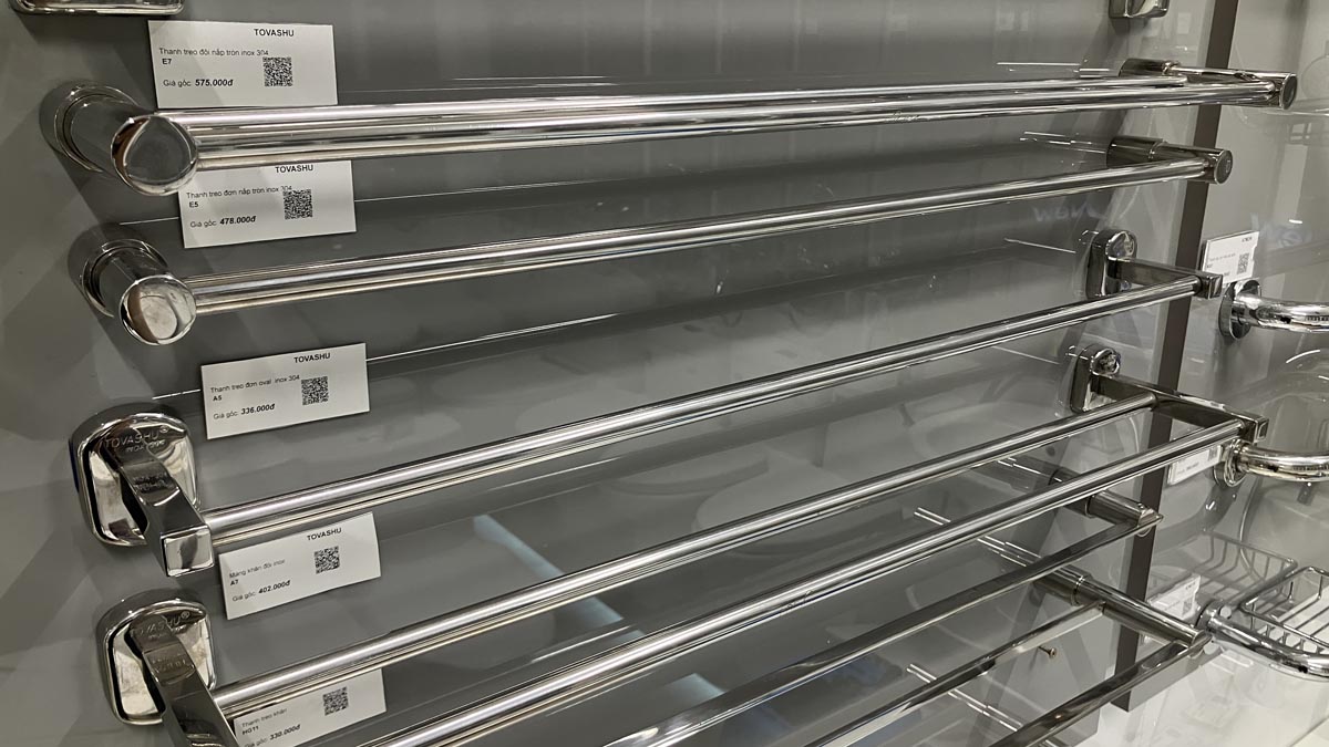 Máng khăn đơn nắp ovan inox 304 Tovashu A5