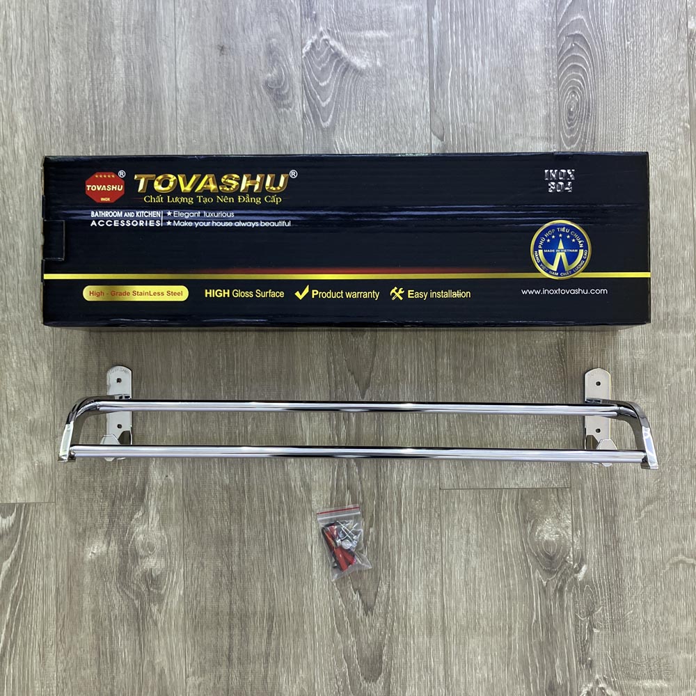 Thanh treo khăn + móc vợt inox 304 Tovashu AB7