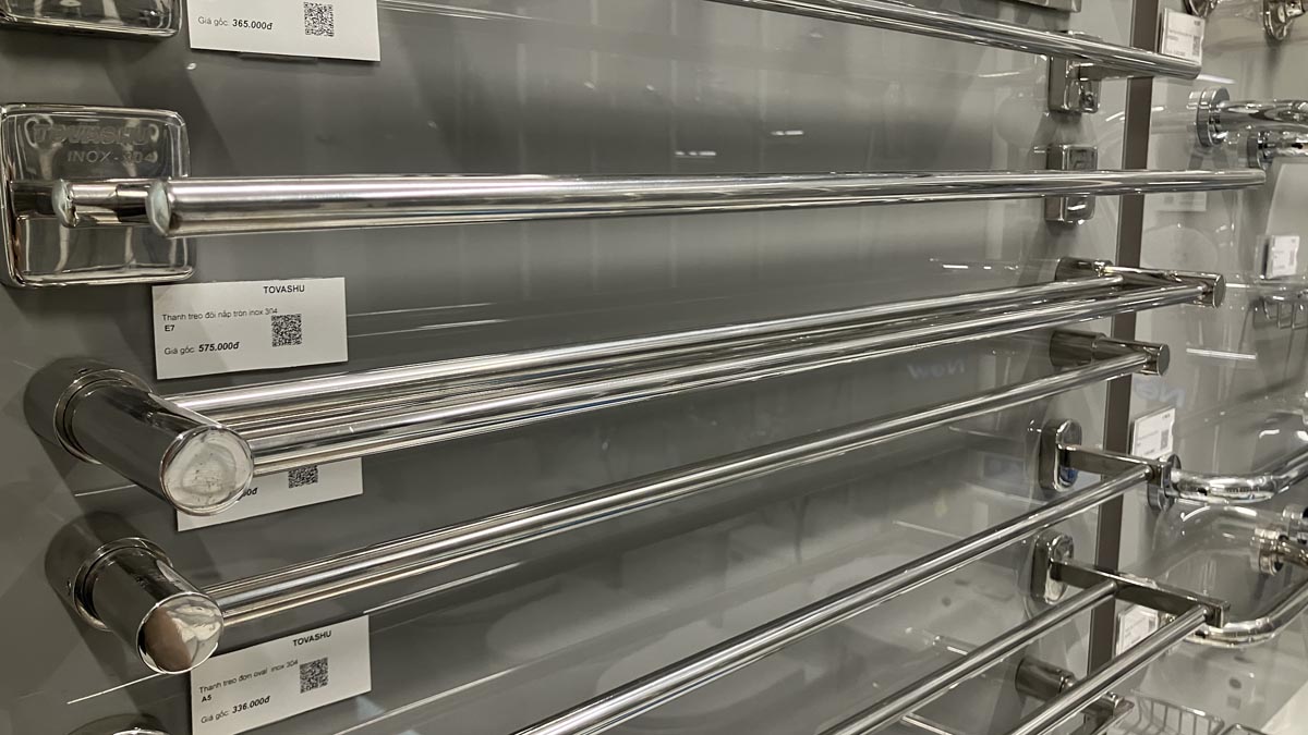 Máng khăn đôi nắp tròn inox 304 Tovashu E7