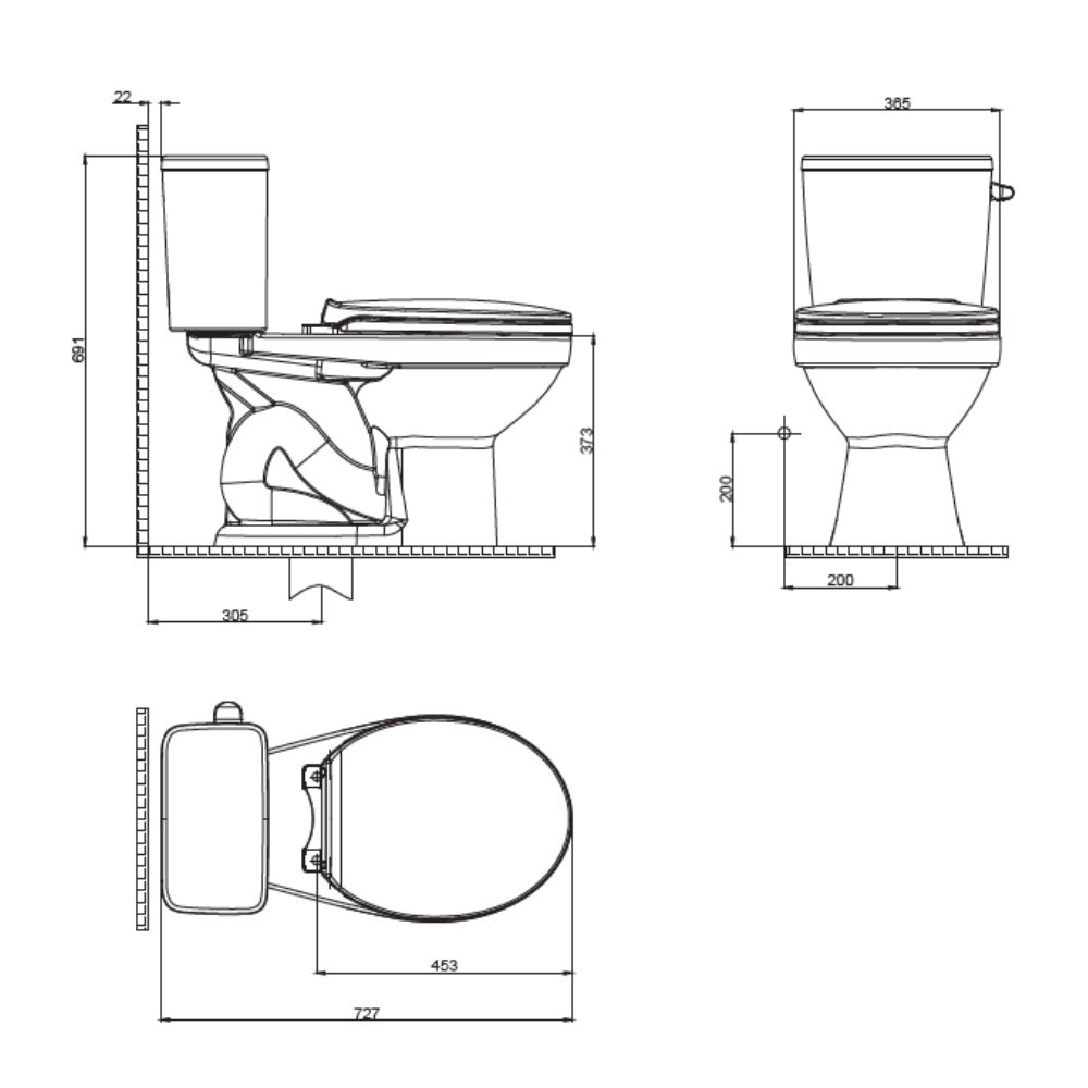 Bồn cầu 2 khối Viglacera V715