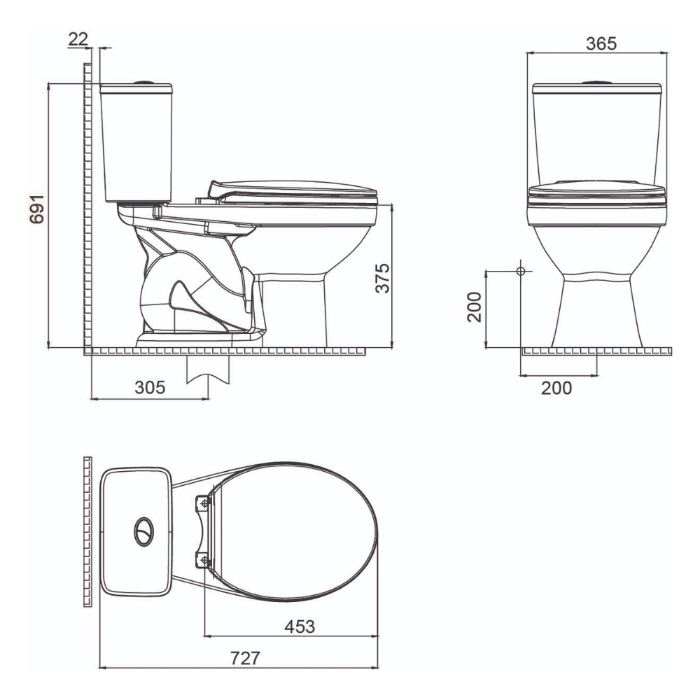 Bồn cầu 2 khối Viglacera V716 nắp êm