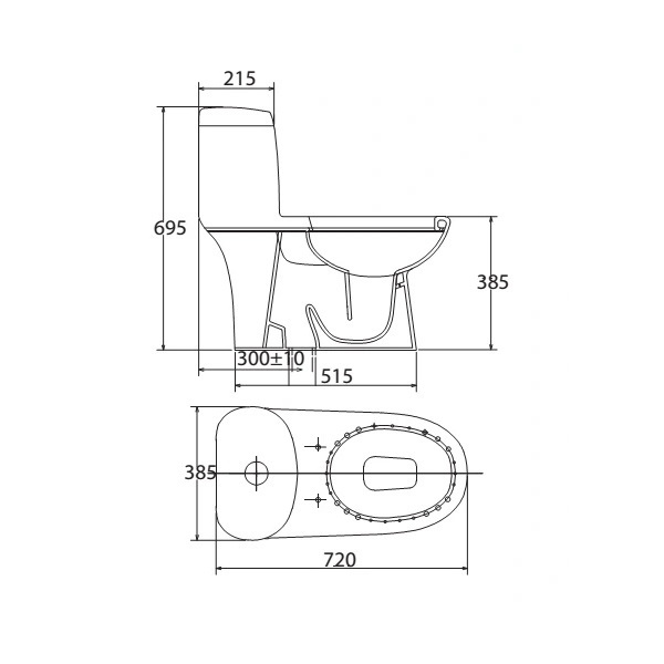 Bồn cầu 1 khối Viglacera C109 nắp êm