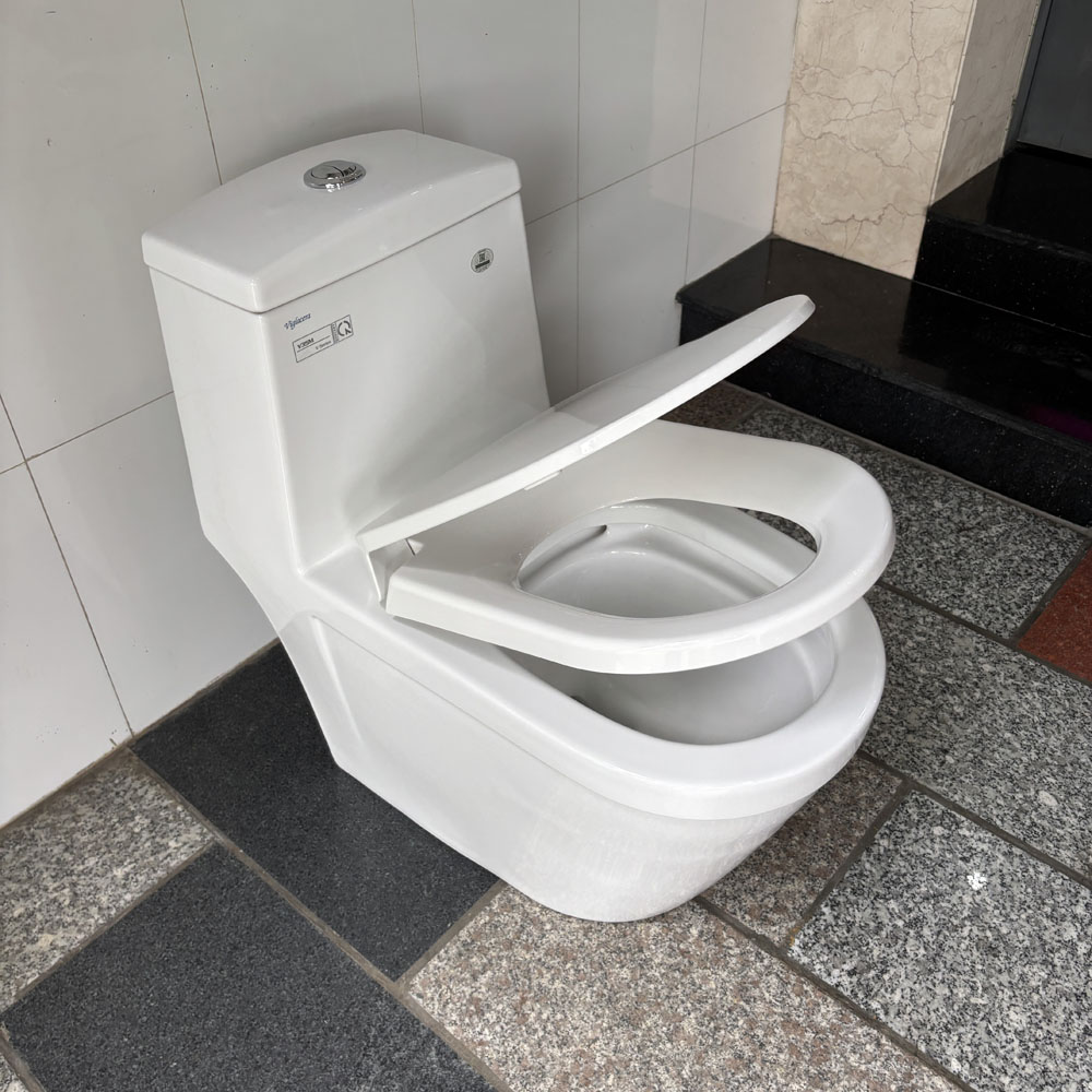 Bồn cầu 1 khối Viglacera V35M nắp êm xả xoáy (+ vòi xịt VG826)