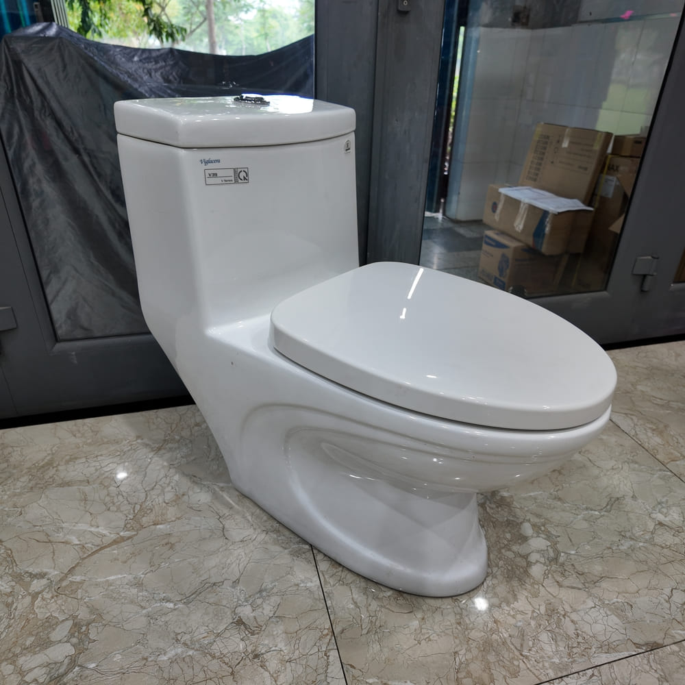 Bồn cầu 1 khối Viglacera V39 nắp êm xả thẳng (+ vòi xịt VG826)