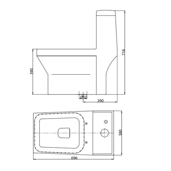 Bồn cầu 1 khối Viglacera V42 nắp êm (+ vòi xịt VG826)