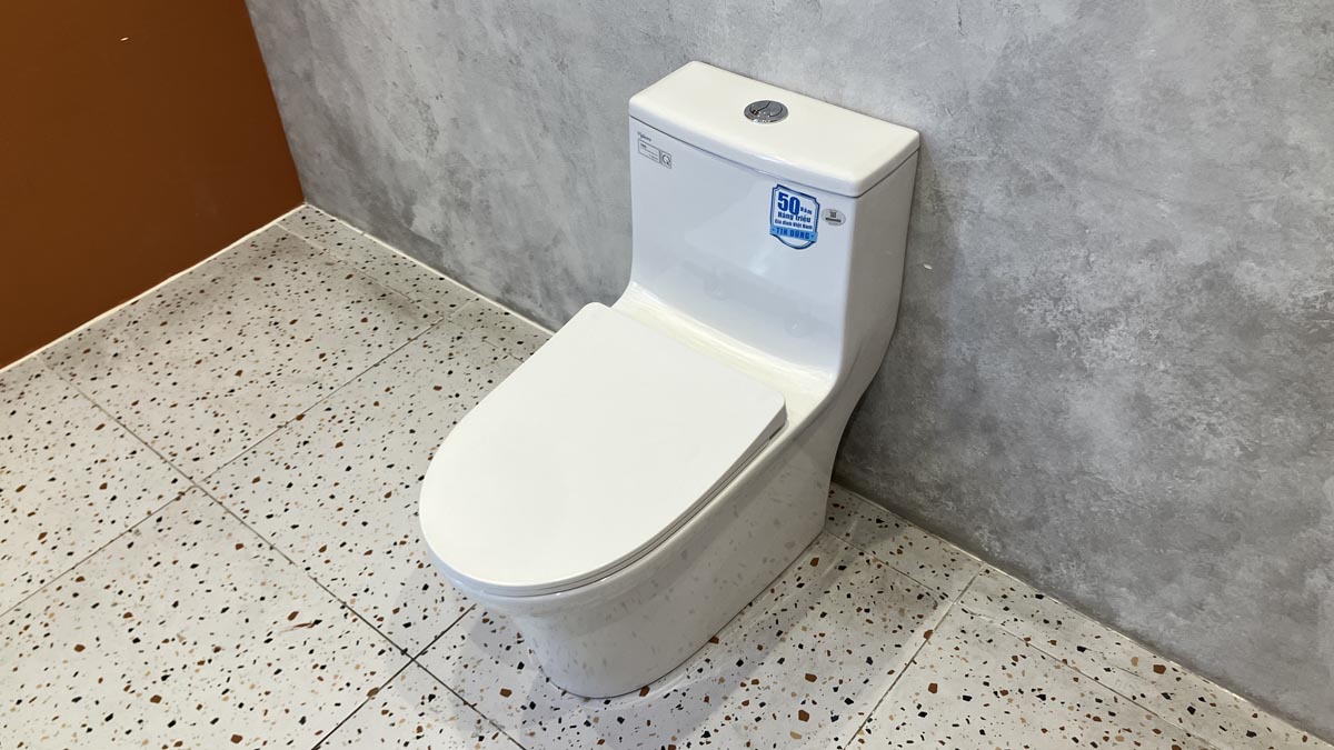 Bồn cầu 1 khối Viglacera V65 nắp êm (+ vòi xịt VG826 & van VG853)