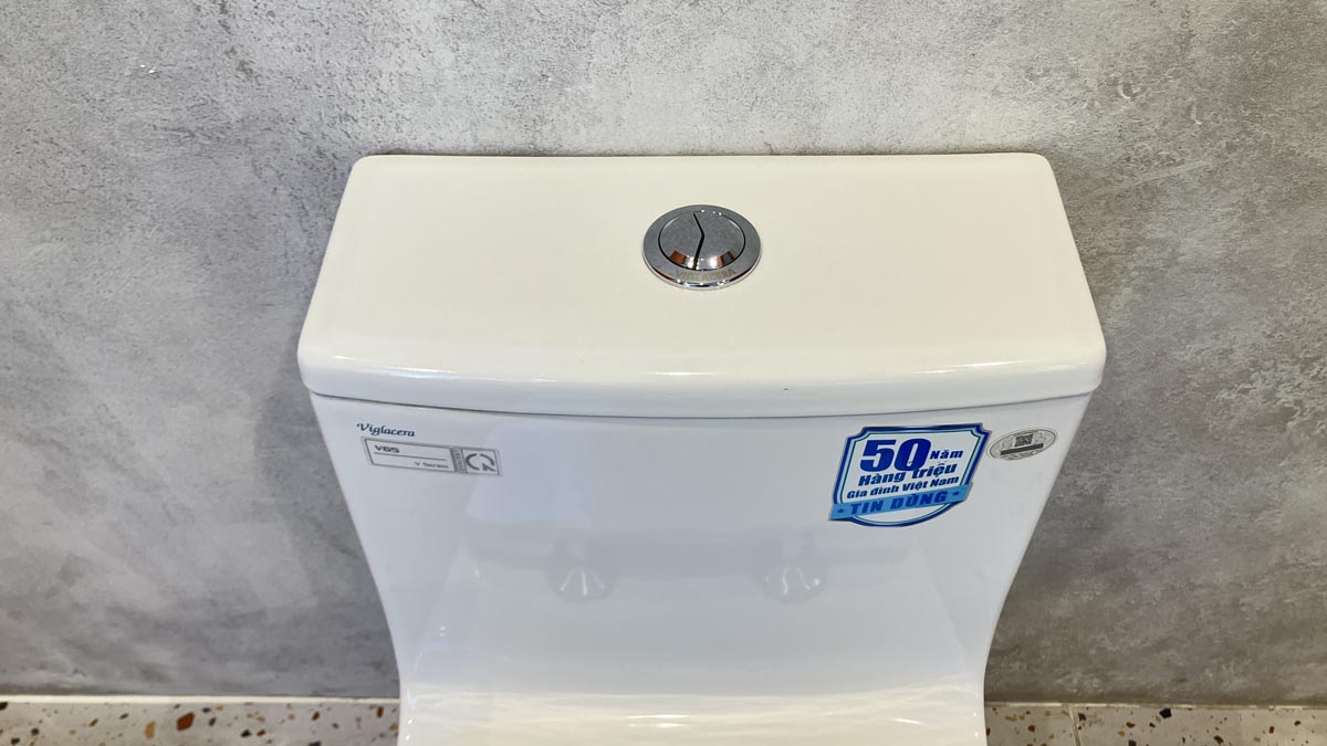 Bồn cầu 1 khối Viglacera V65 nắp êm (+ vòi xịt VG826 & van VG853)