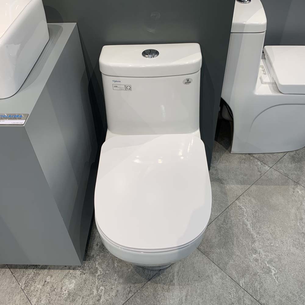 Bồn cầu 1 khối Viglacera V68 nắp êm (+ vòi xịt VG826 & van VG853)