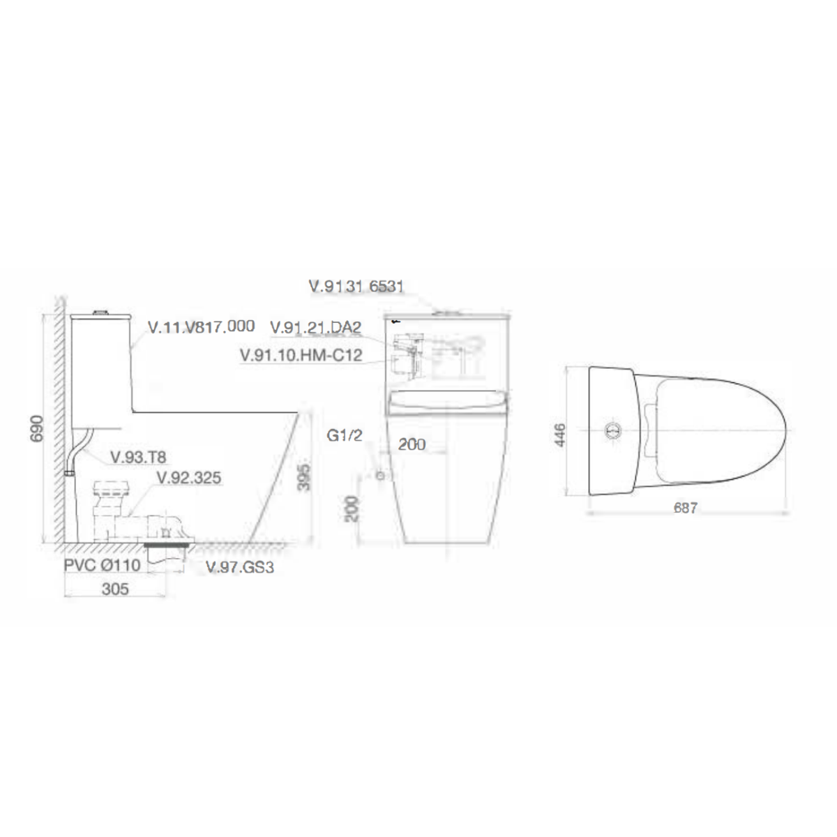 Bồn cầu 1 khối Viglacera V817-NAPV867 nắp êm