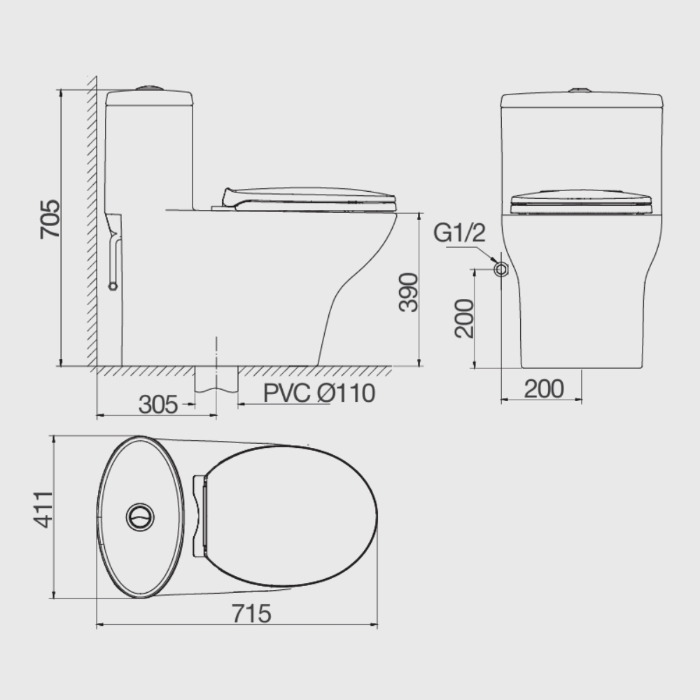 Bồn cầu 1 khối Viglacera V837