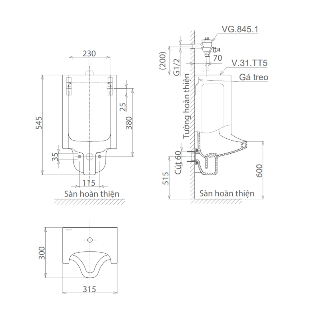 Bồn Tiểu Nam Viglacera TT5