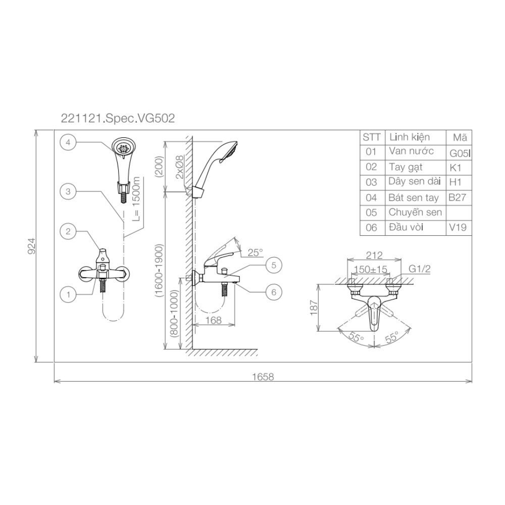 Sen tắm nóng lạnh Viglacera VG502.2