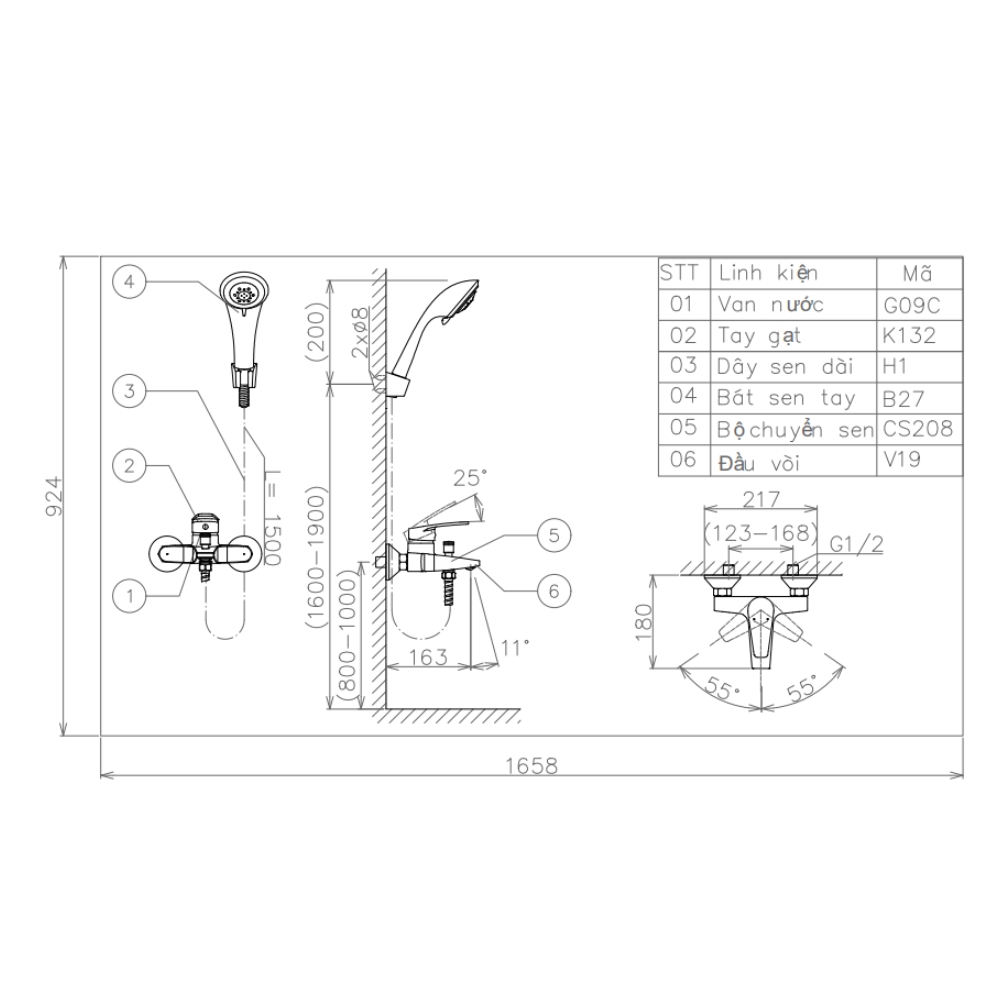 Sen tắm nóng lạnh Viglacera VG568