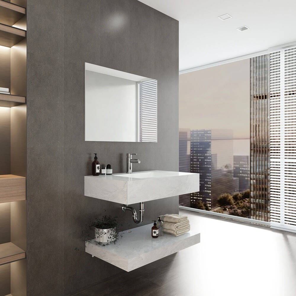 Chậu lavabo âm bàn đá 2 tầng Viglacera US8-9GP01