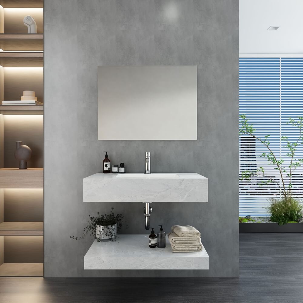 Chậu lavabo âm bàn đá 2 tầng Viglacera US8-9GP01