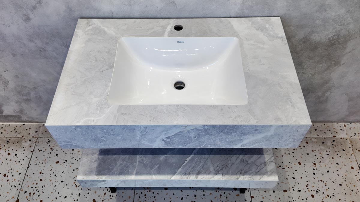 Chậu lavabo âm bàn đá 2 tầng Viglacera US8-9GP01