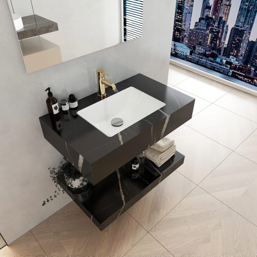 Chậu lavabo âm bàn đá 2 tầng Viglacera VI11-9GP01