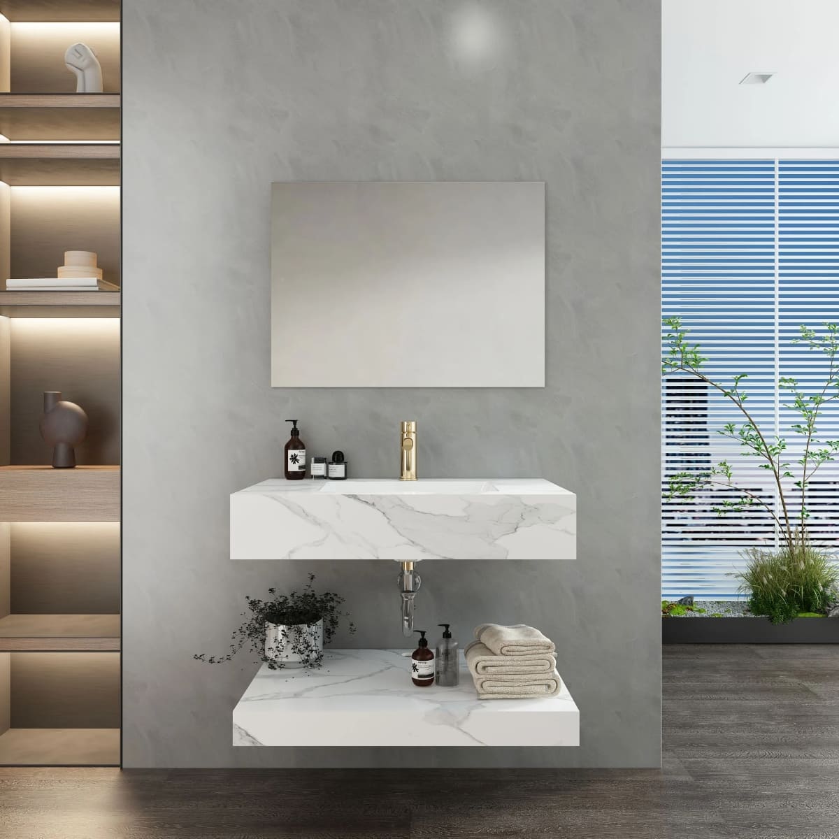 Chậu lavabo âm bàn đá 2 tầng Viglacera VI14-9GP01