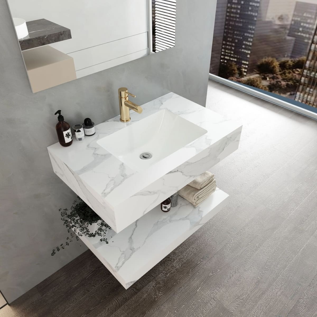 Chậu lavabo âm bàn đá 2 tầng Viglacera VI14-9GP01