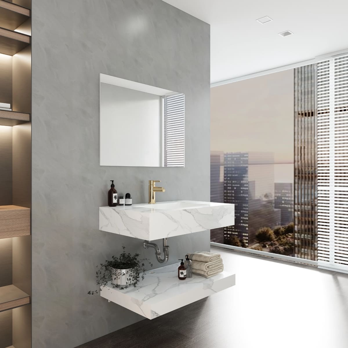 Chậu lavabo âm bàn đá 2 tầng Viglacera VI14-9GP01