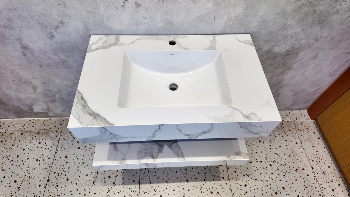Chậu lavabo âm bàn đá 2 tầng Viglacera VI14-9GP01