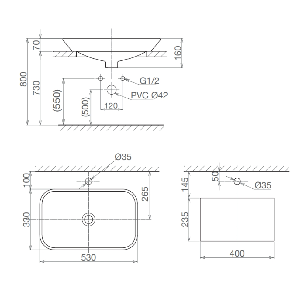 Chậu lavabo đặt bàn Viglacera V28