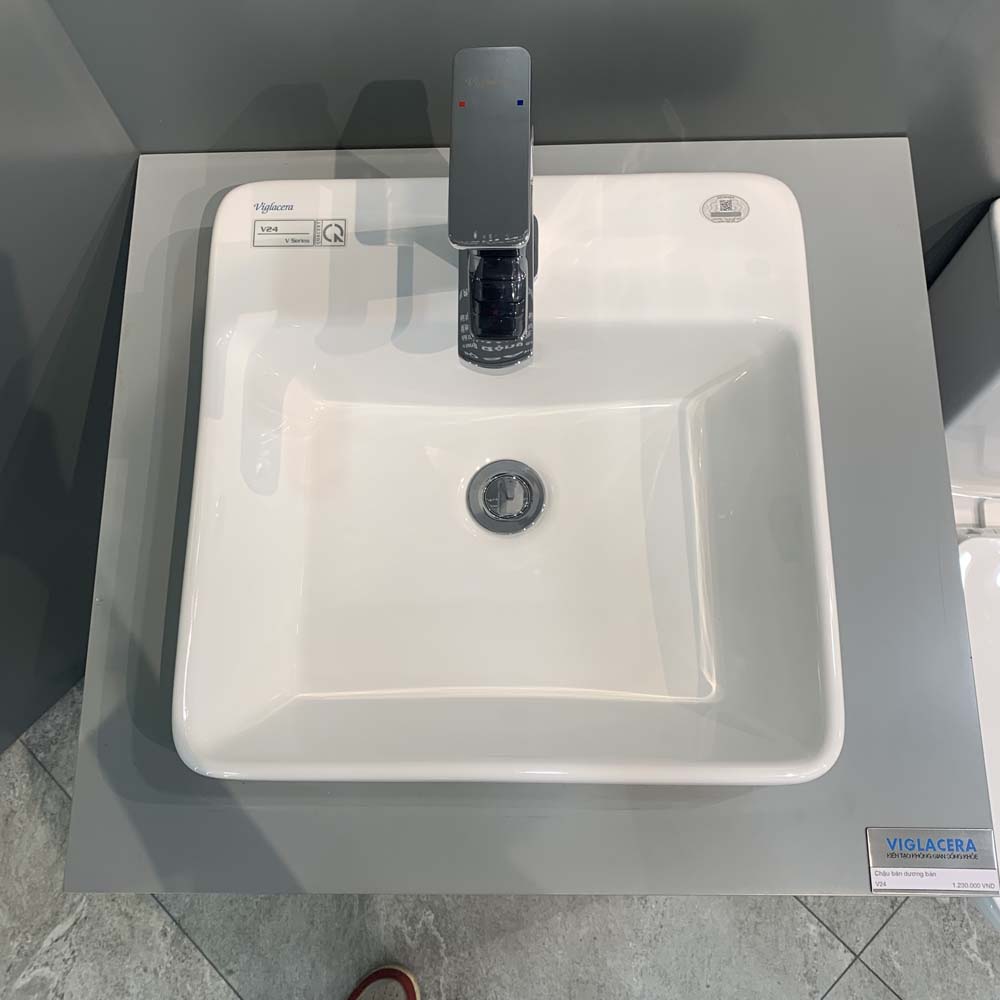 Chậu lavabo đặt bàn Viglacera V24