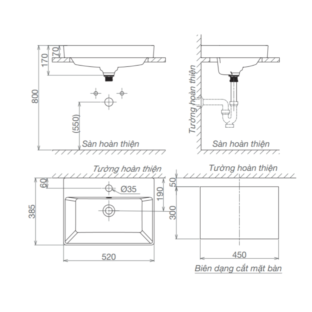 Chậu lavabo đặt bàn Viglacera V29