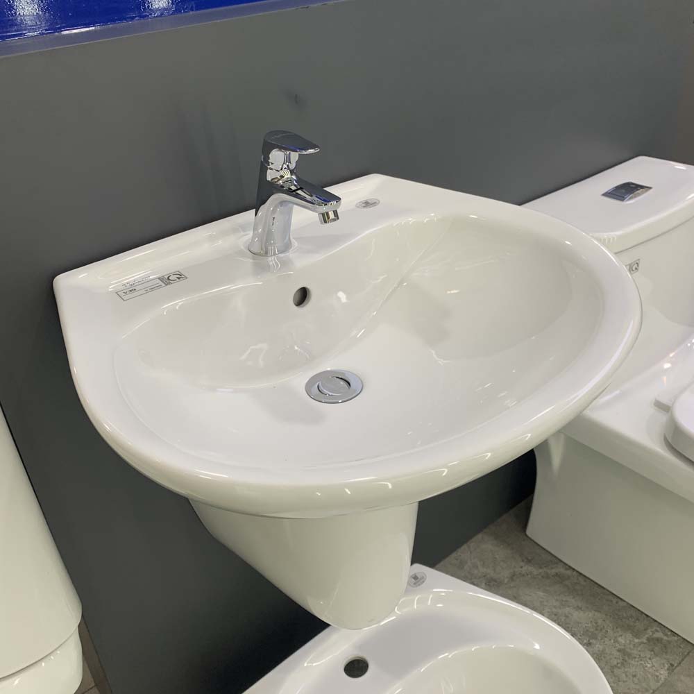 Chậu rửa lavabo treo tường Viglacera V39 chân lửng