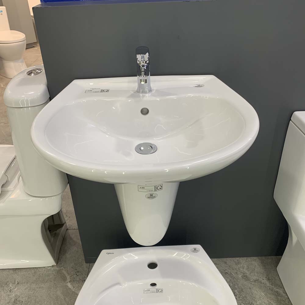 Chậu rửa lavabo treo tường Viglacera V39 chân lửng