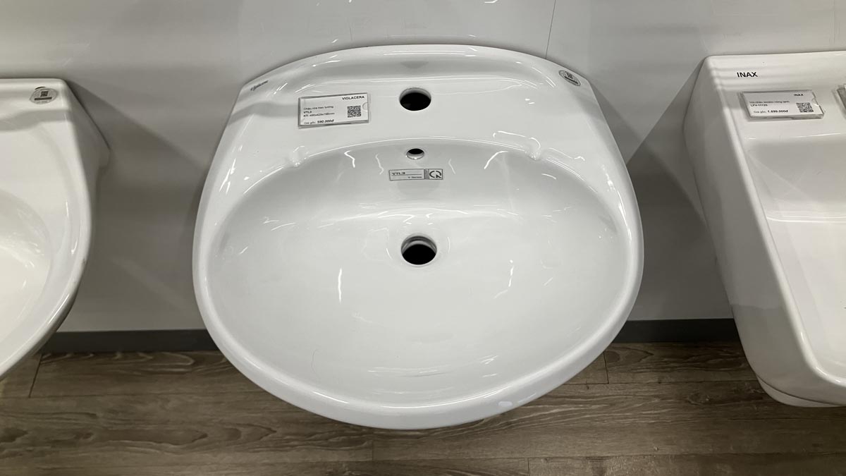 Chậu lavabo treo tường chân lửng Viglacera VTL3+VI5