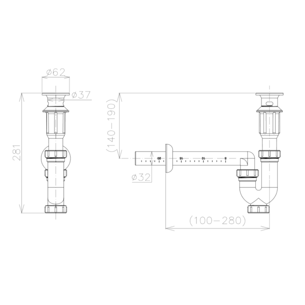 Bộ thải chữ P nhựa Viglacera VG817.2