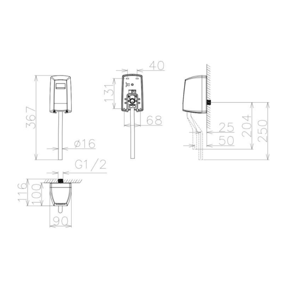 Bộ xả tiểu cảm ứng dương tường dùng pin Viglacera VG842