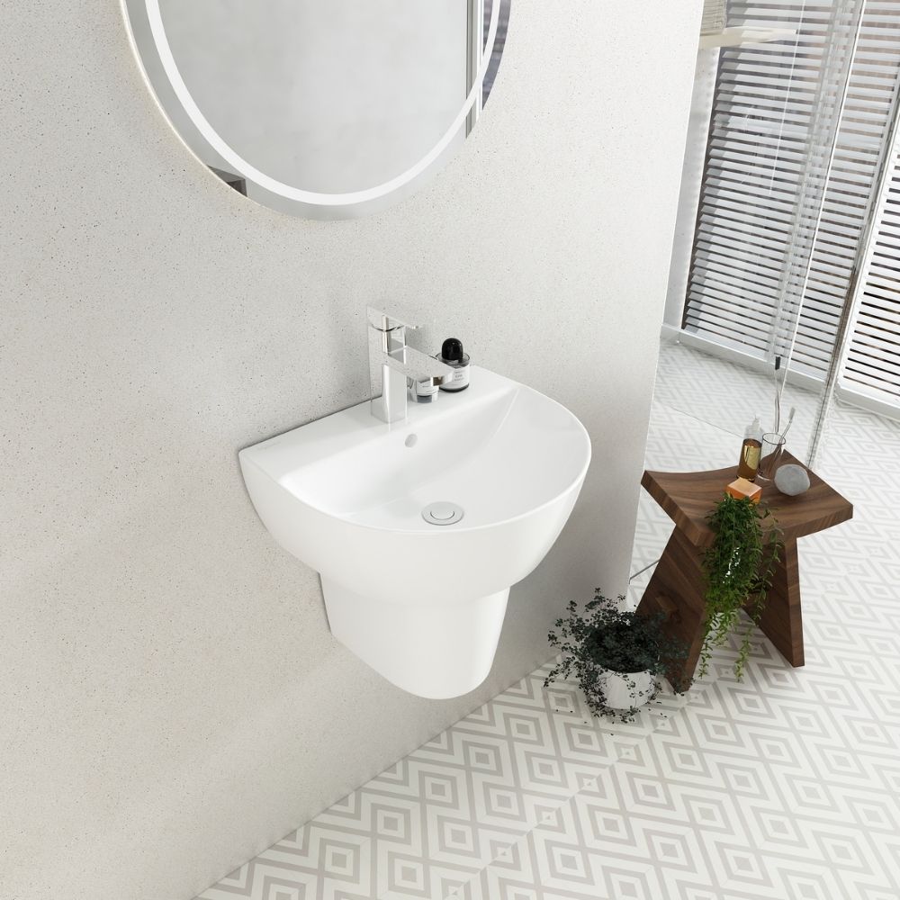 Chậu rửa lavabo treo tường Viglacera V37 chân lửng