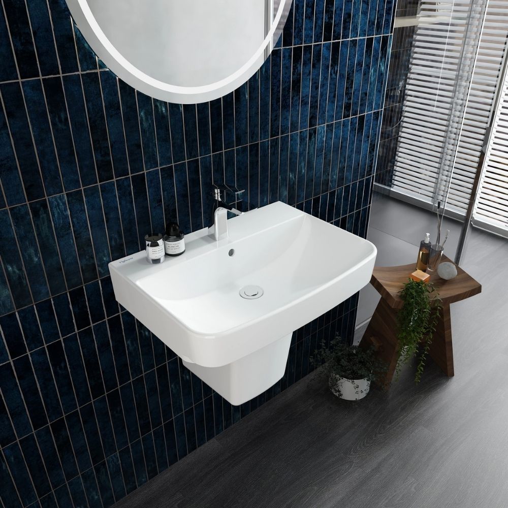 Chậu rửa lavabo treo tường Viglacera V58 chân lửng