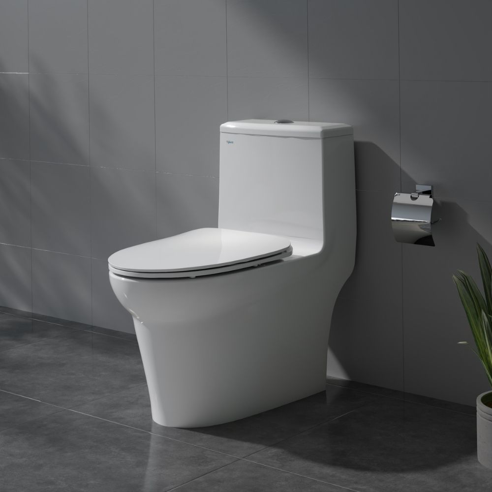 Bồn cầu 1 khối Viglacera V65 nắp êm (+ vòi xịt VG826 & van VG853)