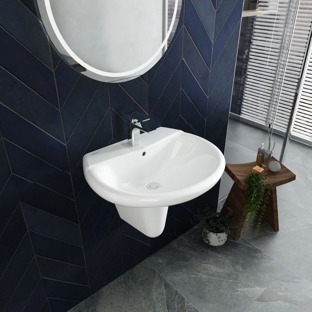 Chậu rửa lavabo treo tường Viglacera VI5 chân lửng