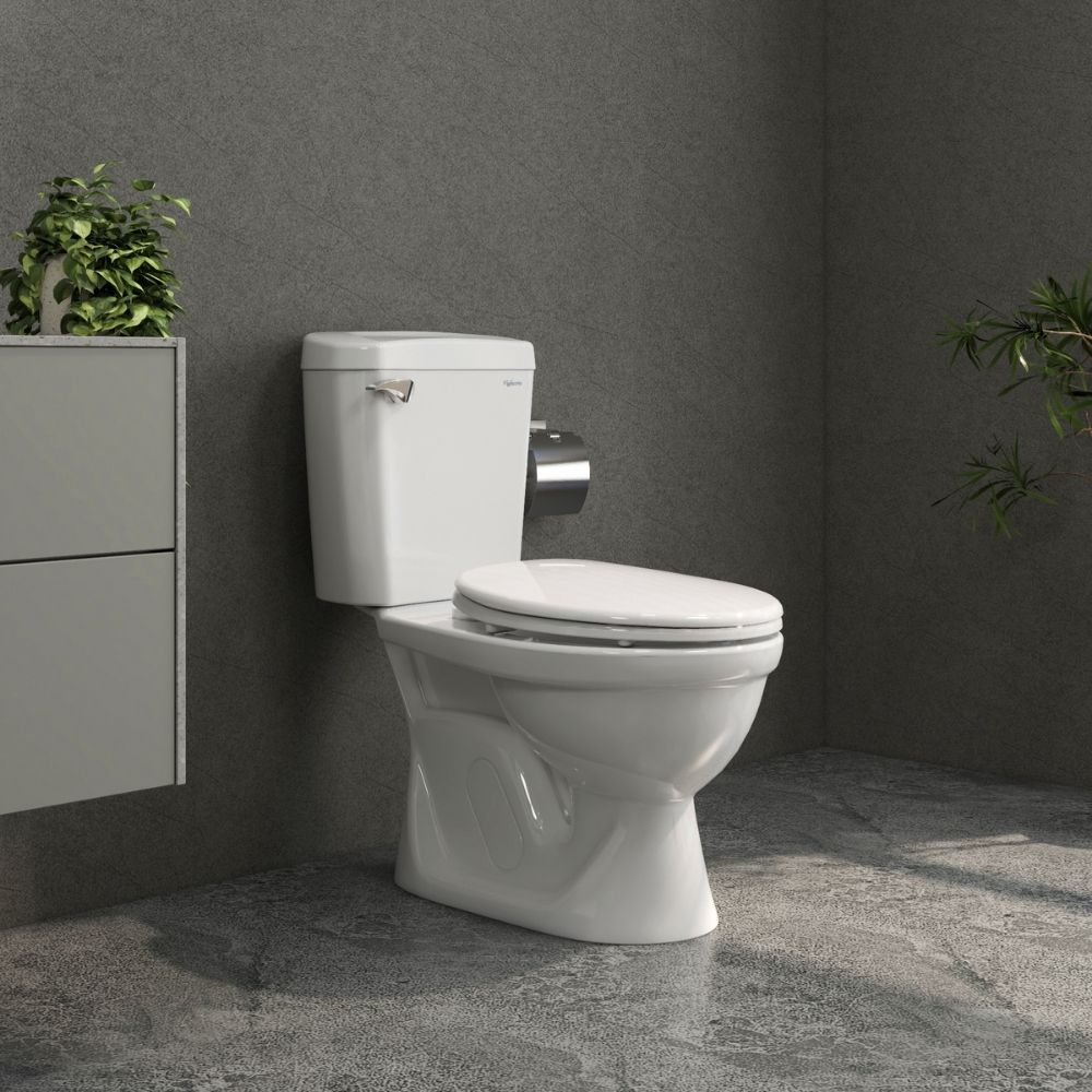 Bồn cầu 2 khối Viglacera VI77 nắp thường (+ lavabo VTL2)