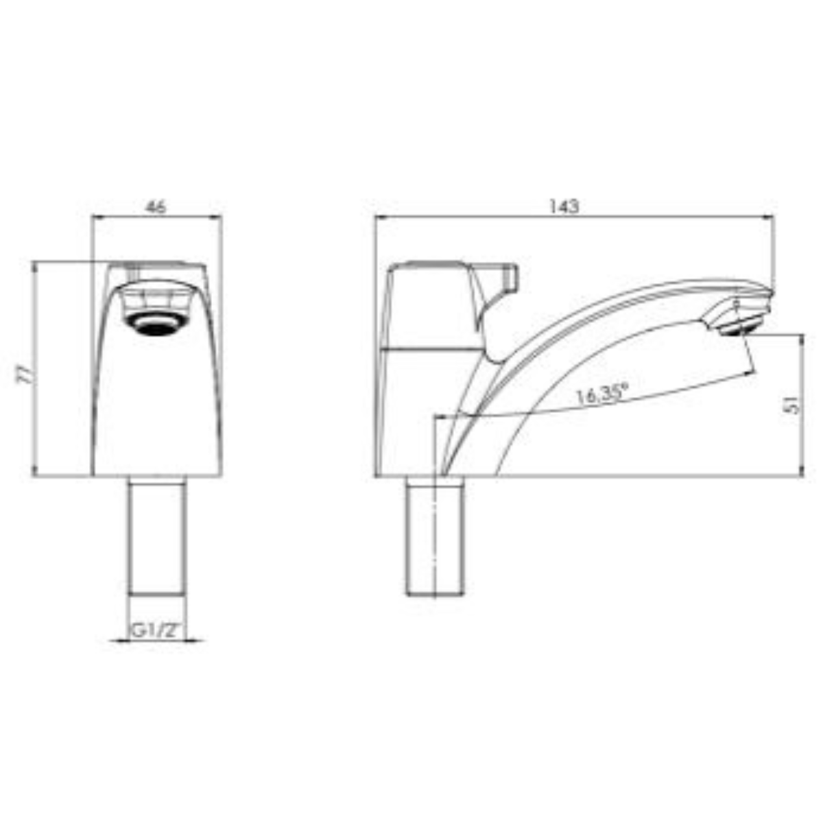 Bản vẽ kỹ thuật vòi lavabo VG107 Viglacera