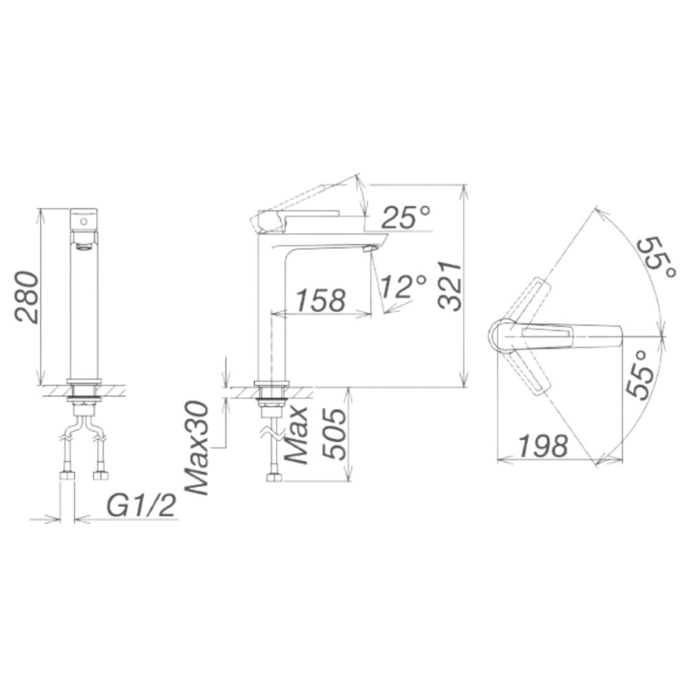 Vòi chậu lavabo nóng lạnh Viglacera VG125