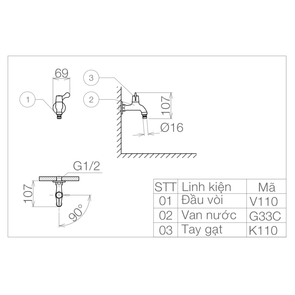 Vòi Nước Lạnh Viglacera VG110